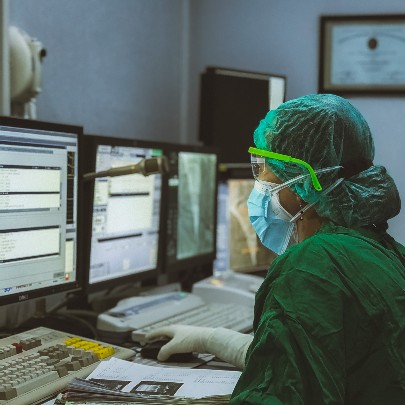 clinician using a computer 