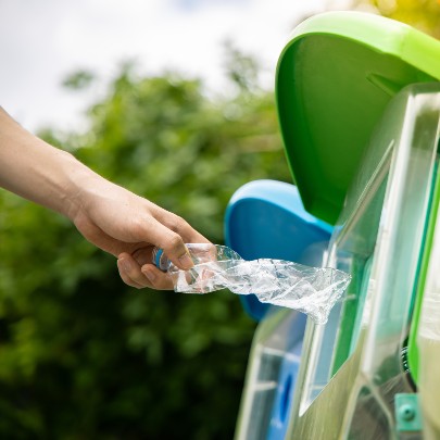 plastic bottle put in recycle bin