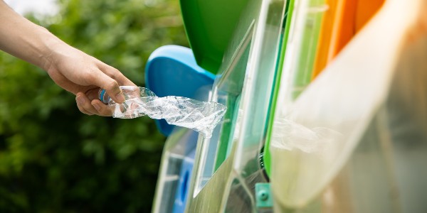 plastic bottle put in recycle bin