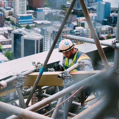 construction worker on scaffolding 