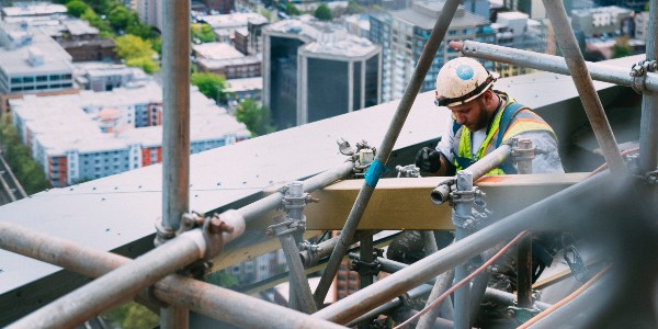 construction worker on scaffolding 