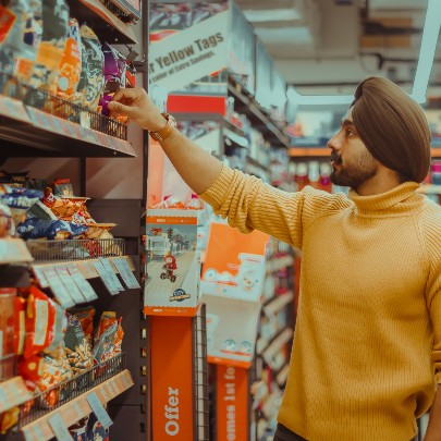shopper browsing shelves 