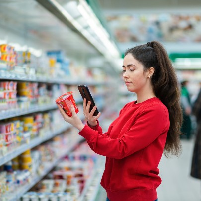 woman scanning QR code 