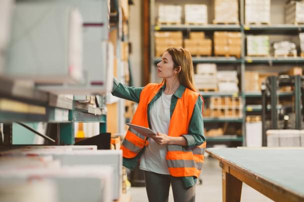 woman in warehouse 