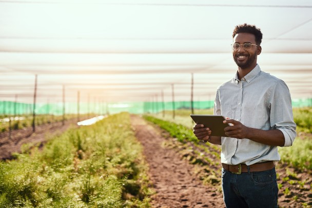 man and crops