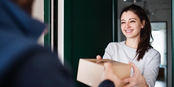 woman receiving package 