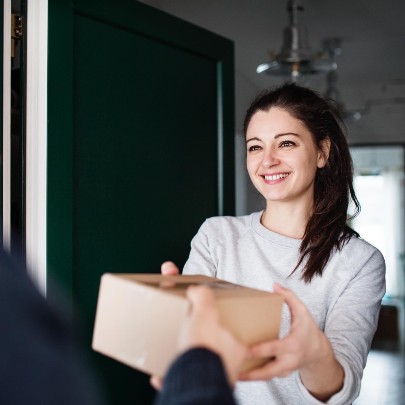 woman receiving package 