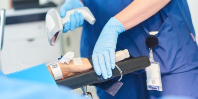 Patient wristband scanned in theatres