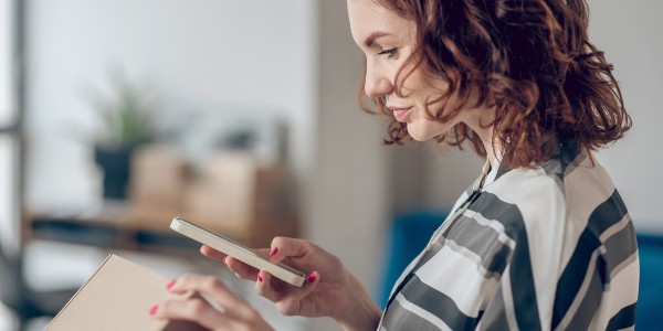 woman scanning QR code 