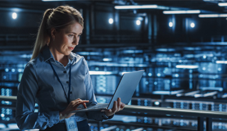 Women using AI on laptop