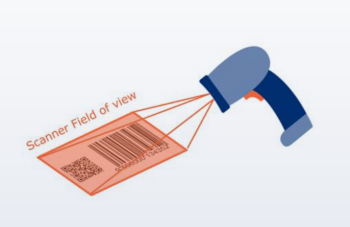 Image of scanner scanning 1D and 2D barcodes