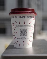 image of coffee cup with QR