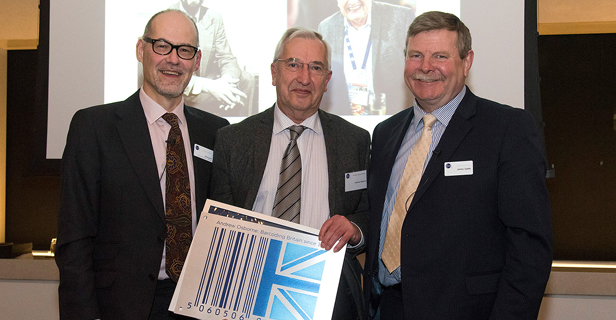 Presenting Andrew Osborne with his gift from GS1 UK along with Jim Spittle