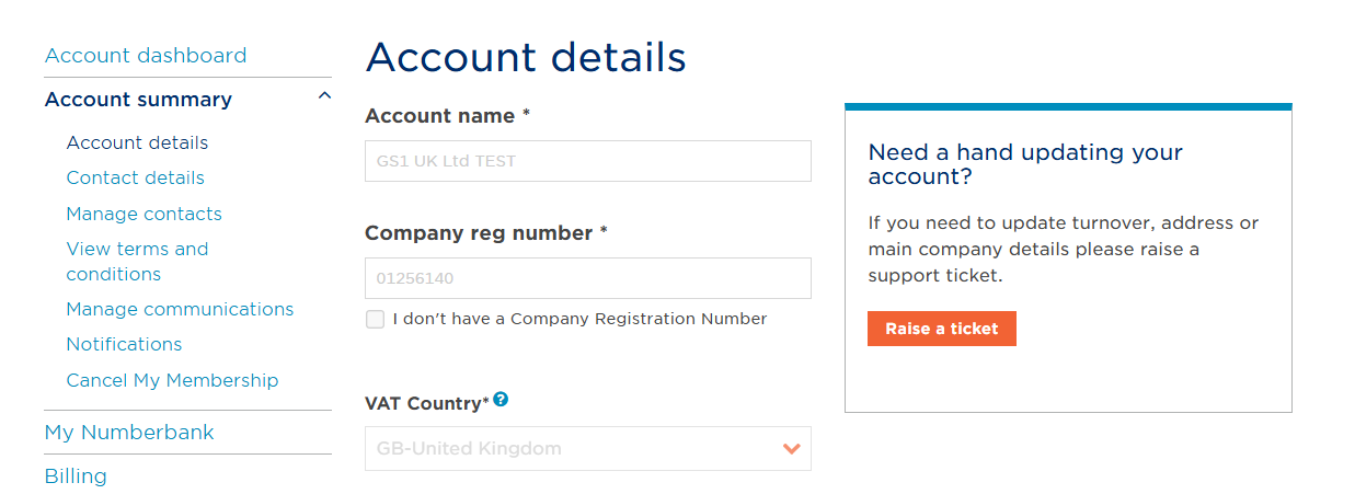 Account details turnover change