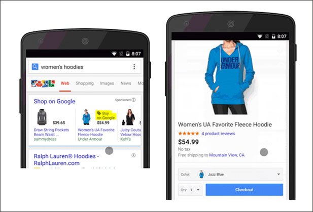 Apparel listing on Google