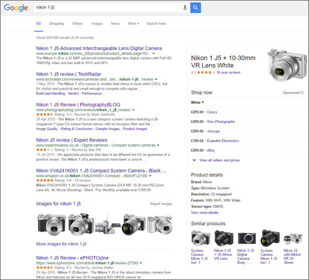 Nikon Google results