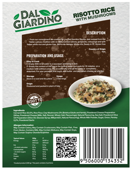 Illustration of QR placement on rear of pack