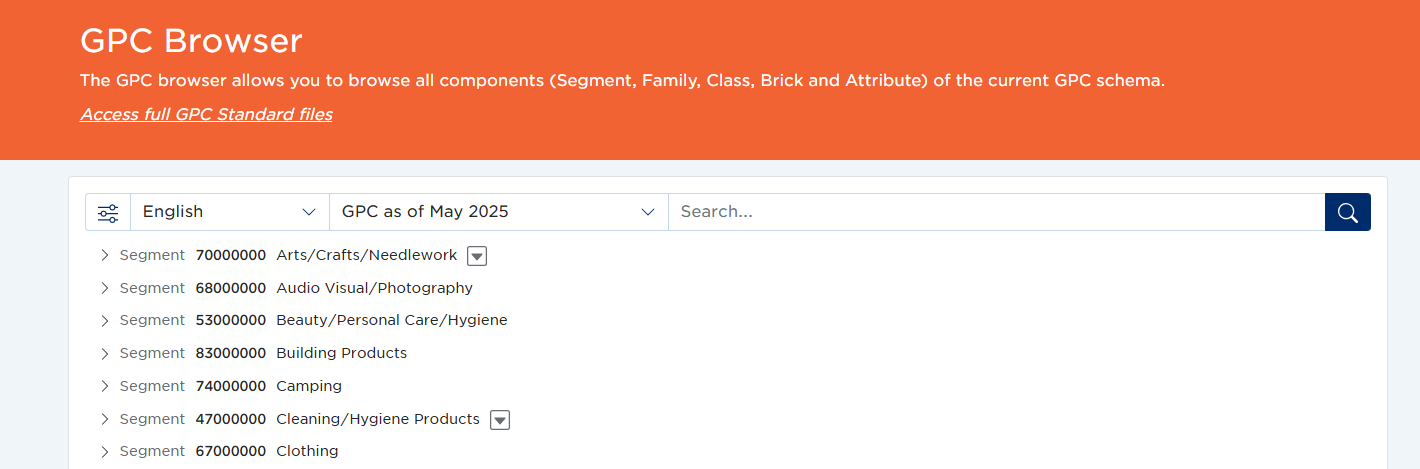 Screen shot of the GPC Browser