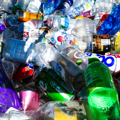 Discarded empty plastic bottles